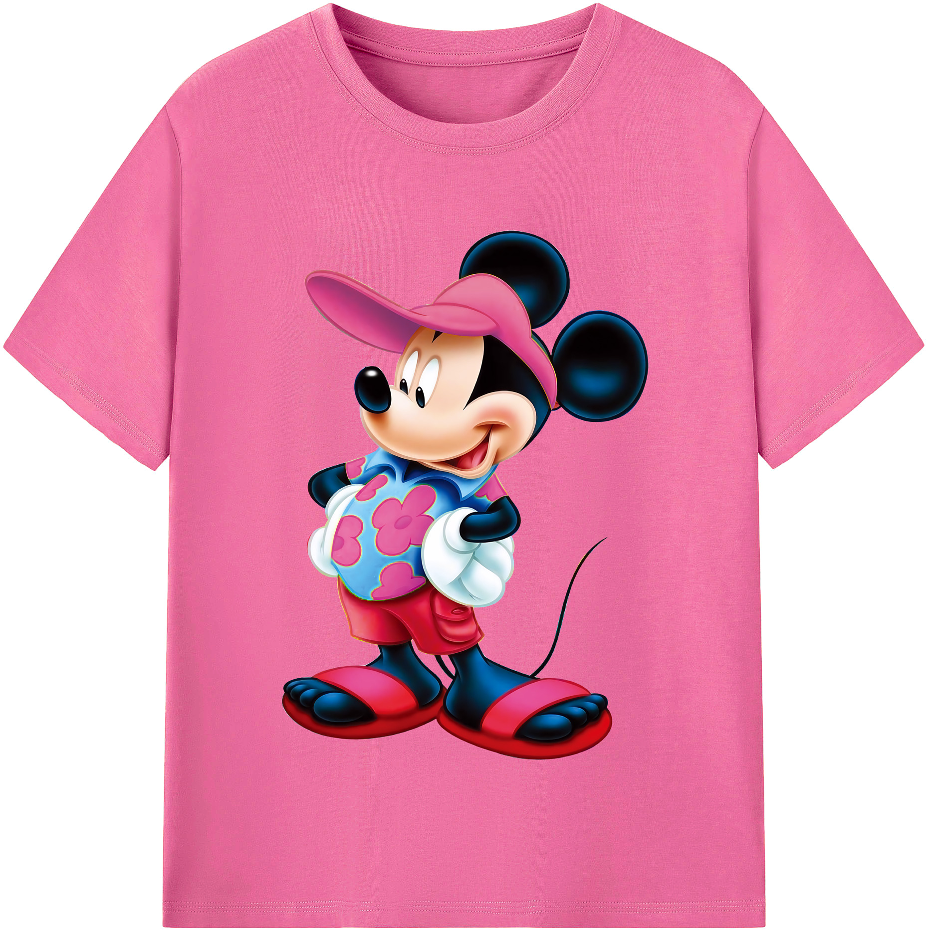 （画像用） ミッキーマウス Mickey Mouse レディースカジュアルプリントTシャツ（綿100％）
